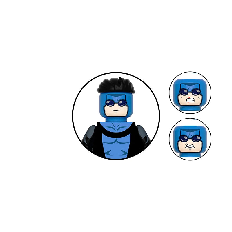 Custom LEGO inspired Invincible, Omni-Man, Atom-Eve, Allen the Alien, and Conquest Minifigures